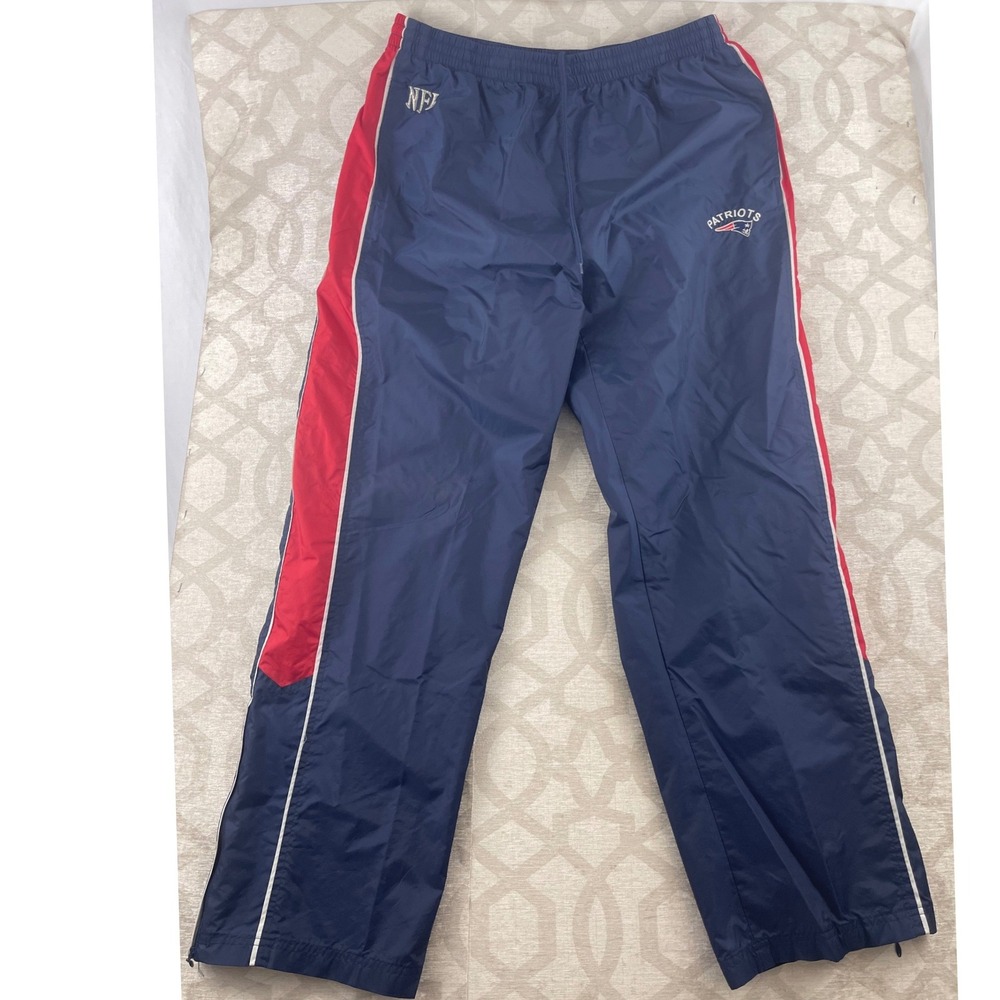 NFL New England Patriots Men Large Navy Blue Zip Ankle Track Pants Mesh Lined